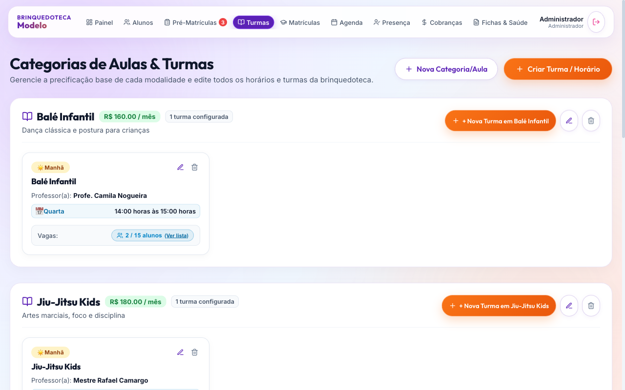 4. Organização de Turmas e Modalidades