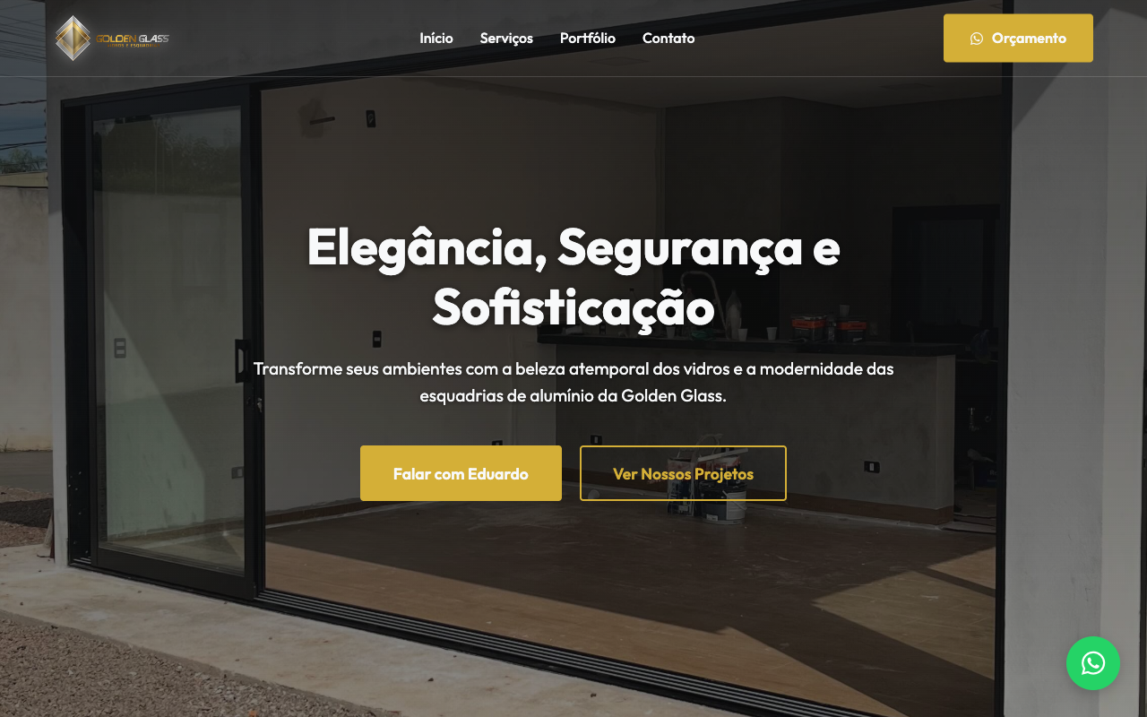 Interface do site Golden Glass
