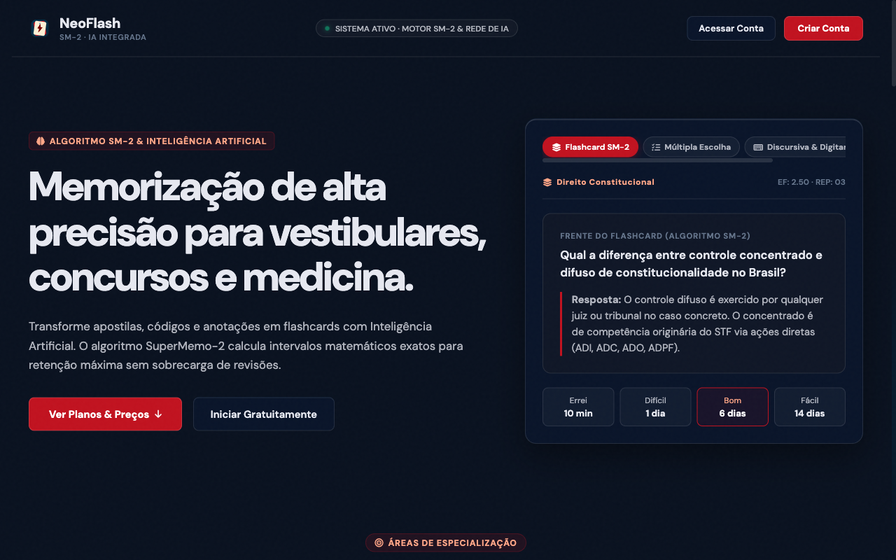 Interface da plataforma NeoFlash