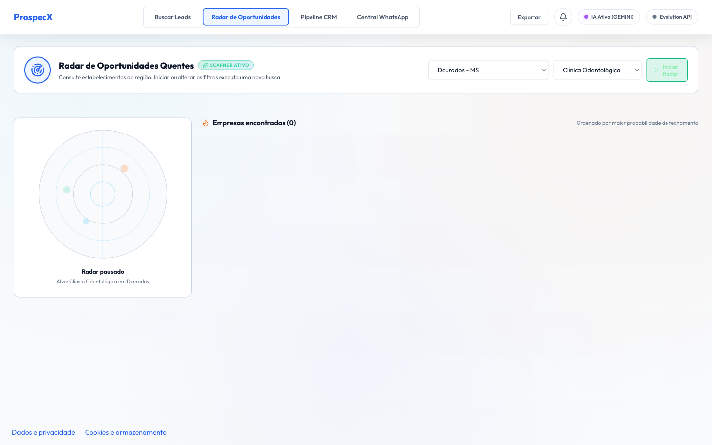 3. Radar de Oportunidades & Priorização de Leads